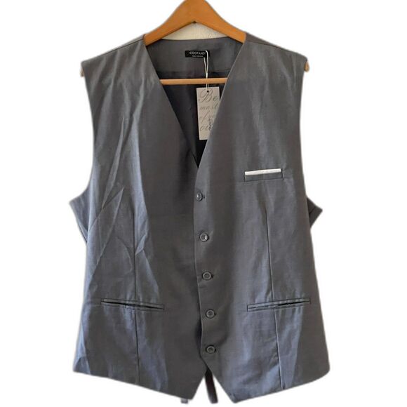 Men's COOFANDY Sleeveless 5 Button Suit Vest Sz XL Gray Business Wedding NEW - Picture 1 of 10